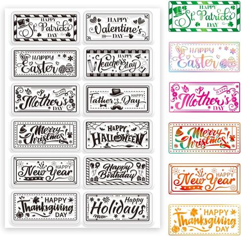INFUNLY Retro Birds Flowers Clear Stamps for Card Making Insects and Text Stamps Transparent Silicone Stamps Butterfly Clear Stamp Musical Note Text Clear Stamps for DIY Scrapbooking Photo Album Decor in Saudi Arabia
