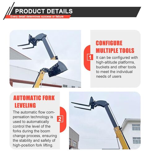 Versatile 4WD Telescopic Handler Forklift Booms with Automatic Fork Leveling for Construction Mobile Telehandler Forklift Booms with Proportional Braking for Industrial Sites in Saudi Arabia