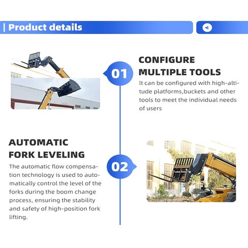 7-10m Telescopic Handler Forklift, Industrial Telescopic Boom Handler with Intelligent Safety System and Multi-Attachment Forklift in Saudi Arabia