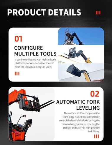 Industrial Telescopic Handler Forklift with 7m/10m/18m Adjustable Boom, Heavy-Duty Construction Telescopic Boom Handler with Smart Load-Sensing Hydraulics for Warehouse & Agriculture in Saudi Arabia