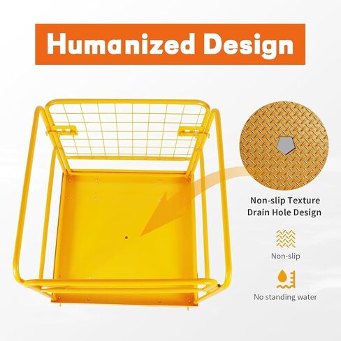 Heavy-Duty Carbon Steel Forklift Safety Cage - 36x36 in, 1200 Lbs Capacity, with Casters, Chain Door, Industrial Work Platform for Elevated Maintenance & Construction Tasks in Kuwait