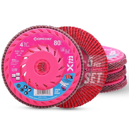 Expert Ceramic 4 1/2 Flap Disc 40 Grit for Angle Grinder with Speed HUB, Type 29 Flap Sanding Disc, High Density Trimmable Grinding Wheels for Stainless Steel, Sheet Metal (5 Pack) in Kuwait