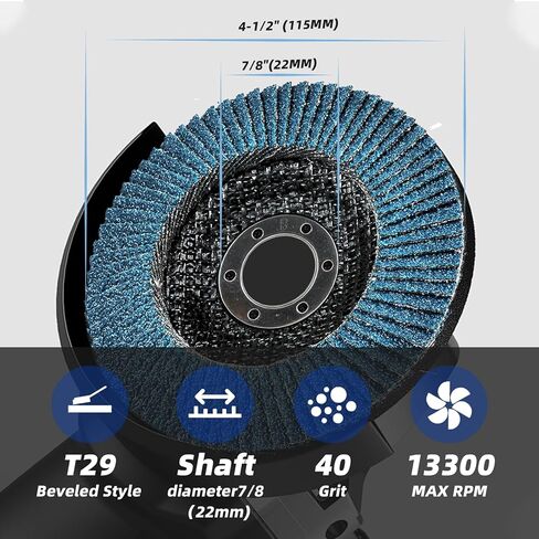 10 Pack 4.5" x 7/8" Premium Zirconia Flap Disc, 40 Grit Type 29，4 1/2 for Angle Grinder， Flap Sanding Disc for Stainless Steel，Metal, Wood in Saudi Arabia