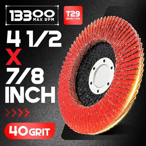 EZARC Ceramic Flap Discs 40 Grit, 4 1/2 x 7/8-Inch Flap Sanding Disc, Type 29 Ceramic Grinding Wheel for Stainless Steel, Non-Ferrous Metal, Cast Iron, Sheet Metal, 10 Pack in Saudi Arabia