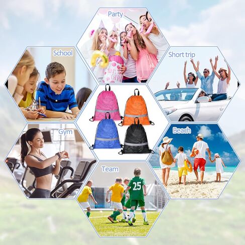 4 Pcs Summer Reflective Large Mesh Drawstring Bag with Zipper Pocket Net Quick Drying Swimming Bag Beach Soccer Mesh Backpack Foldable Swim Gear Bag for Adults Teens Sports Gym Equipment, 4 Colors in Saudi Arabia