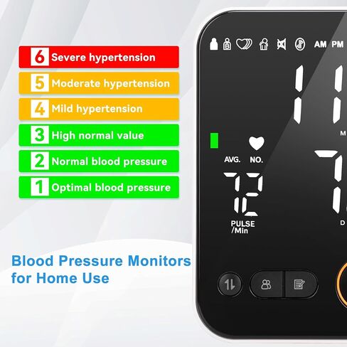 Blood Pressure Monitor Upper Arm - Bluetooth iOS & Android Compatible One-Button Operation Voice Broadcast Large LED Display Backlit 2x120 Memory Adjustable Cuff 8.7"-16.5" with Storage Bag Black in Kuwait