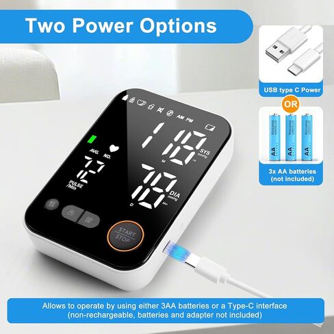 Blood Pressure Monitor Upper Arm - Bluetooth iOS & Android Compatible One-Button Operation Voice Broadcast Large LED Display Backlit 2x120 Memory Adjustable Cuff 8.7"-16.5" with Storage Bag Black in Kuwait