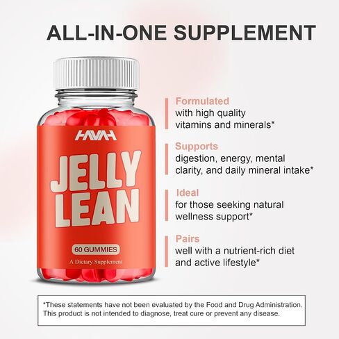 Jelly Lean Gummies، Jelly Lean الحد الأقصى من القوة الشاملة لدعم الصحة والعافية، ملحق صيغة دعم الصحة والعافية، JellyLean Keto ACV وملحق دعم إدارة الصحة العامة (5 عبوات - 300 علكة) in Kuwait