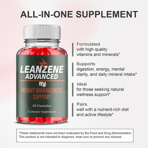 BLUE VIBE Leanzene Advanced Keto ACV Gummies، Lean Zene Advanced Natural Keto Wellness Support Formula Gummies، Leanzene Keto ACV وملحق دعم الصحة العامة (عبوة واحدة - 60 علكة) in Kuwait