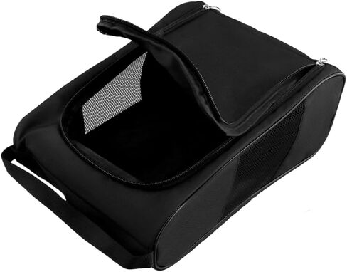 Golf Shoe Bag for Men Women, Mesh Shoe Bags for Travel, Water Proof Ventilation Golf Shoes Bag, Outdoor Shoe Carrier with Zippered and Handle (Black/Black-1PCS) in Kuwait