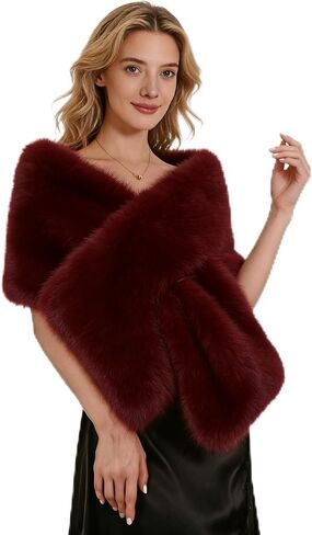 Dikoaina Women's Extra Large Faux Fur Shawl Wraps Stole Cloak Coat Sweater Cape for Evening Party/Bridal/Wedding in Kuwait