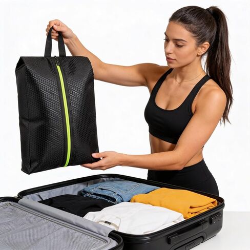 حقيبة أحذية مقاومة للرائحة، حقيبة أحذية مقاومة للرائحة للسفر مع الفحم المنشط مثالية لألعاب كرة القدم الرياضية والجولف والجيم والبيسبول (S1-43) in Kuwait