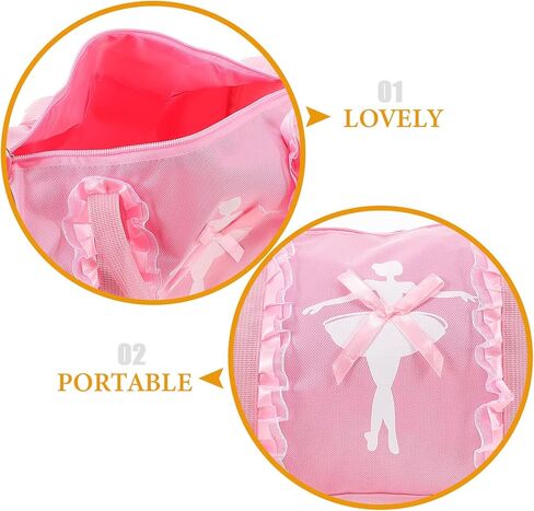 Ballet Dance Bag Single Shoulder Portable Pink with Short Lace Pattern Dance Shoulder Bag for Gymnastics in Saudi Arabia