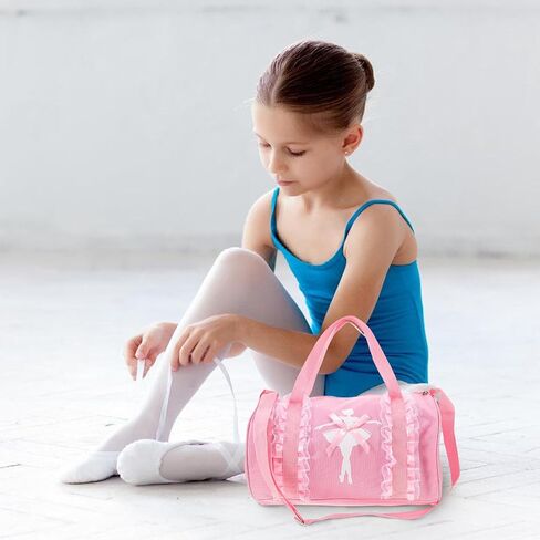 Ballet Dance Bag Single Shoulder Portable Pink with Short Lace Pattern Dance Shoulder Bag for Gymnastics in Saudi Arabia