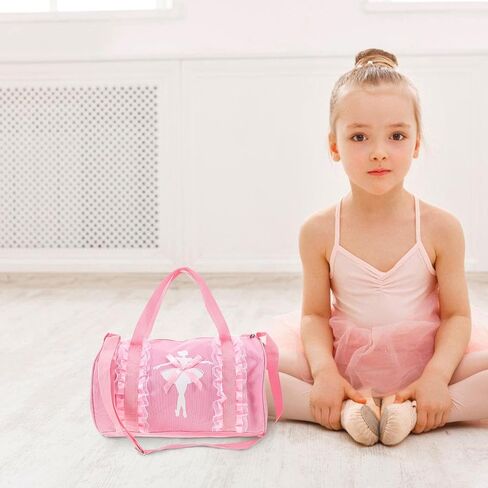 Ballet Dance Bag Single Shoulder Portable Pink with Short Lace Pattern Dance Shoulder Bag for Gymnastics in Saudi Arabia
