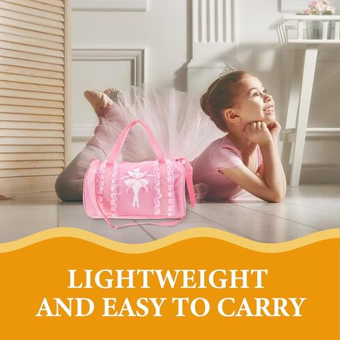 Ballet Dance Bag Single Shoulder Portable Pink with Short Lace Pattern Dance Shoulder Bag for Gymnastics in Saudi Arabia