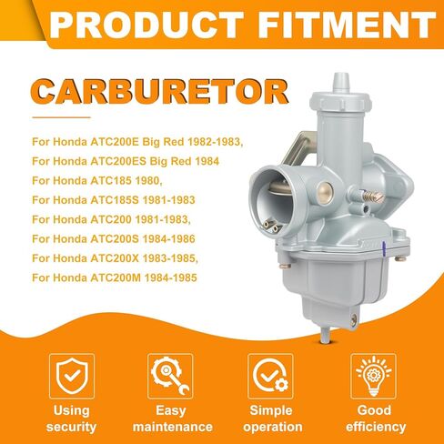 Triumilynn Carburetor Replacement for Honda ATC185 ATC185S ATC200 ATC200E ATC200ES Big Red ATC200S ATC200M Carb Carburateur with Fuel Line Filter in Kuwait