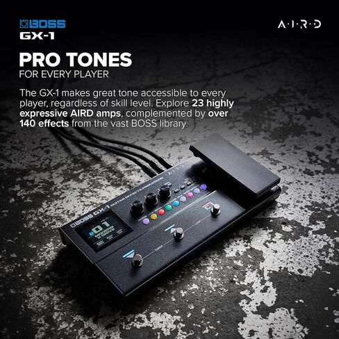 بوس جي اكس-1 | معالج تأثيرات الجيتار المحمول للغاية | مليئة بالمضخمات والمؤثرات المميزة | محرك الصوت AIRD المتميز | مثالية لعازفي الجيتار المبتدئين | اتصال بلوتوث | خيارات طاقة متعددة الاستخدامات in Kuwait