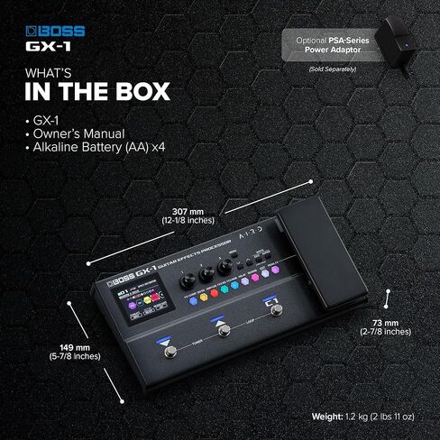 بوس جي اكس-1 | معالج تأثيرات الجيتار المحمول للغاية | مليئة بالمضخمات والمؤثرات المميزة | محرك الصوت AIRD المتميز | مثالية لعازفي الجيتار المبتدئين | اتصال بلوتوث | خيارات طاقة متعددة الاستخدامات in Kuwait