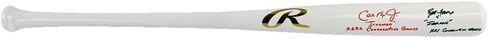 Cal Ripken Jr & Brett Favre Autographed/Signed Baltimore White Chrome Bat with 4 Inscriptions in Saudi Arabia