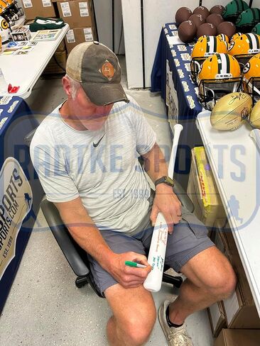 Cal Ripken Jr & Brett Favre Autographed/Signed Baltimore White Chrome Bat with 4 Inscriptions in Saudi Arabia