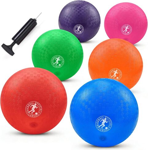 9 Inch Playground Ball Dodgeball Balls Kickball, Pack of 6, 4 Square Balls Dodge Balls for Kids, Kickballs Handball for Indoor Outdoor Games, Includes Pump in Saudi Arabia