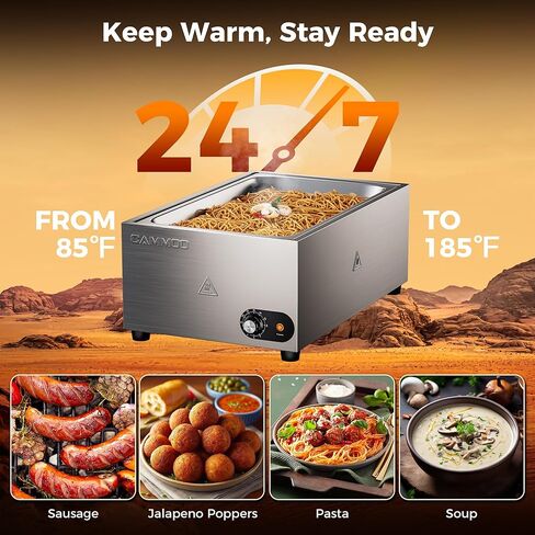 جهاز تدفئة الطعام بالبخار الكهربائي بقدرة 1200 واط، باين ماري 86-185 درجة فهرنهايت درجة حرارة قابلة للتعديل، بخار بوفيه من الفولاذ المقاوم للصدأ على سطح الطاولة، جهاز بخار الطعام التجاري لتقديم الطعام في المطاعم in Kuwait