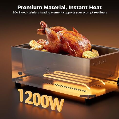 جهاز تدفئة الطعام بالبخار الكهربائي بقدرة 1200 واط، باين ماري 86-185 درجة فهرنهايت درجة حرارة قابلة للتعديل، بخار بوفيه من الفولاذ المقاوم للصدأ على سطح الطاولة، جهاز بخار الطعام التجاري لتقديم الطعام في المطاعم in Kuwait