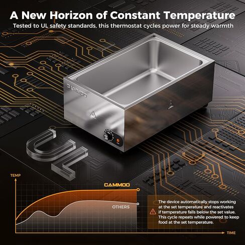 جهاز تدفئة الطعام بالبخار الكهربائي بقدرة 1200 واط، باين ماري 86-185 درجة فهرنهايت درجة حرارة قابلة للتعديل، بخار بوفيه من الفولاذ المقاوم للصدأ على سطح الطاولة، جهاز بخار الطعام التجاري لتقديم الطعام في المطاعم in Kuwait