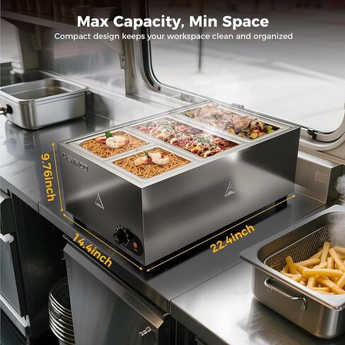 جهاز تدفئة الطعام بالبخار الكهربائي بقدرة 1200 واط، باين ماري 86-185 درجة فهرنهايت درجة حرارة قابلة للتعديل، بخار بوفيه من الفولاذ المقاوم للصدأ على سطح الطاولة، جهاز بخار الطعام التجاري لتقديم الطعام في المطاعم in Kuwait