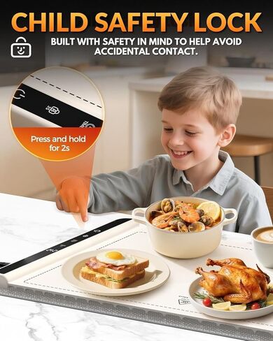 Extra Large Warming Mat for Food (36x15 Inch) with 6 Temperature Levels, Timer, Child Lock Safety and Heat Resistant Pad –Food Warming Mat for Buffets, Chafing Dishes, Parties and Everyday Use in Saudi Arabia