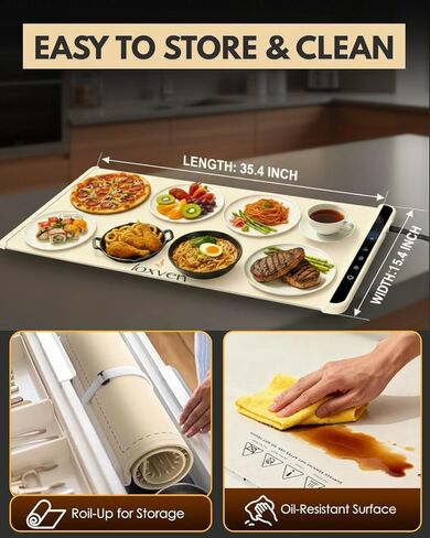 Extra Large Warming Mat for Food (36x15 Inch) with 6 Temperature Levels, Timer, Child Lock Safety and Heat Resistant Pad –Food Warming Mat for Buffets, Chafing Dishes, Parties and Everyday Use in Saudi Arabia
