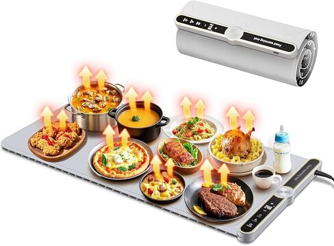 Warming Mat for Food - Extra Large 32"x15" Electric Warming Tray Warm 8 Dishes, 9-Temperature Adjustable, 1-6H Timer, Child Lock, 8s Fast Heating, Foldable Food-Grade Silicone Design in Saudi Arabia