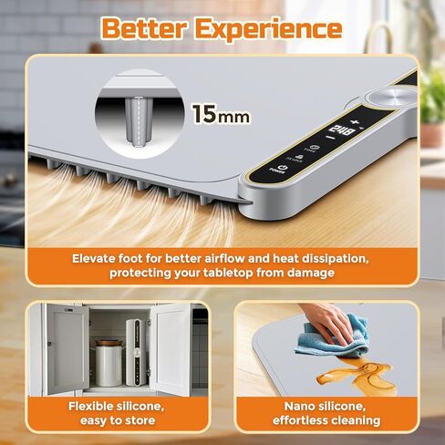 Warming Mat for Food - Extra Large 32"x15" Electric Warming Tray Warm 8 Dishes, 9-Temperature Adjustable, 1-6H Timer, Child Lock, 8s Fast Heating, Foldable Food-Grade Silicone Design in Saudi Arabia