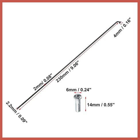 ACROPIX 40 Pcs Bicycle Steel Spokes 14G Bike Spoke 230mm Length with Nipples for Most Bicycle Car Parts in Kuwait