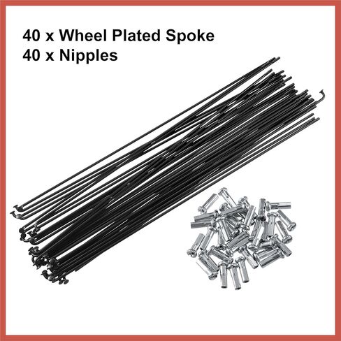 ACROPIX 40 Pcs Bicycle Steel Spokes 14G Bike Spoke 230mm Length with Nipples for Most Bicycle Car Parts in Kuwait