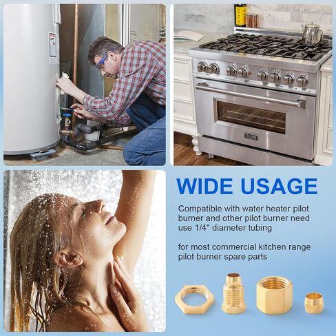 Pilot Burner Tubing, Fireplace Water Heater Pilot Burner Tube Pilot Tubing Replacement Compression Ferrule Parts 7/16-24UNS Female and Male Fitting Kit for Pilot Burner Assembly in Kuwait