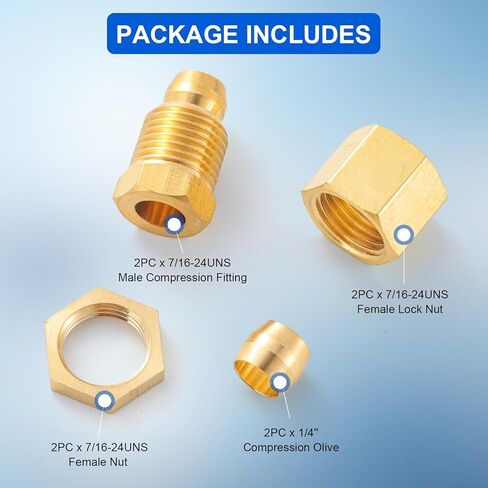 Pilot Burner Tubing, Fireplace Water Heater Pilot Burner Tube Pilot Tubing Replacement Compression Ferrule Parts 7/16-24UNS Female and Male Fitting Kit for Pilot Burner Assembly in Kuwait