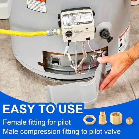 Pilot Burner Tubing, Fireplace Water Heater Pilot Burner Tube Pilot Tubing Replacement Compression Ferrule Parts 7/16-24UNS Female and Male Fitting Kit for Pilot Burner Assembly in Kuwait