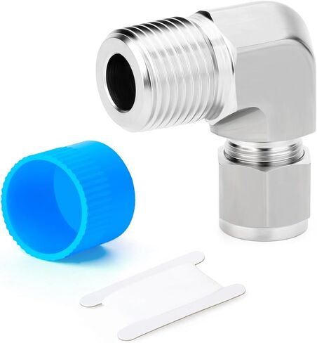 TAISHER 1PCS 316 Stainless Steel 90 Degree Compression Tube Pipe Fitting Connector, 1/4" Tube OD x 3/8" NPT Male Adapter in Kuwait