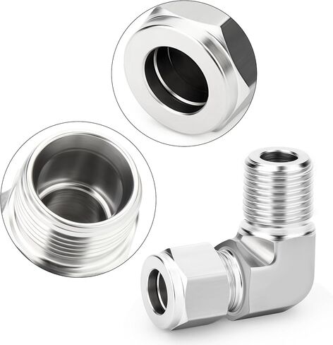 TAISHER 1PCS 316 Stainless Steel 90 Degree Compression Tube Pipe Fitting Connector, 1/4" Tube OD x 3/8" NPT Male Adapter in Kuwait