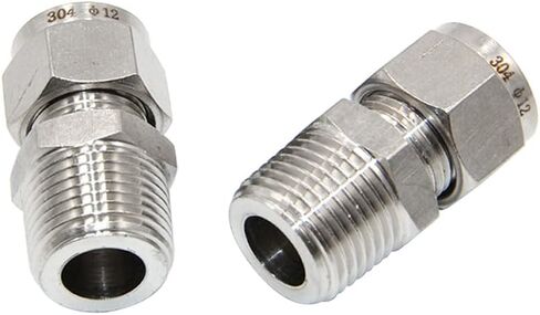 304 Stainless Steel Compression Fitting 1/4" Tube OD x M10*1 Metric Male Thread Coupler Straight Adapter Connect with Double Ferrules Pack of 2 in Saudi Arabia