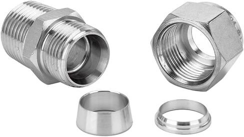 304 Stainless Steel Compression Fitting 1/4" Tube OD x M10*1 Metric Male Thread Coupler Straight Adapter Connect with Double Ferrules Pack of 2 in Saudi Arabia