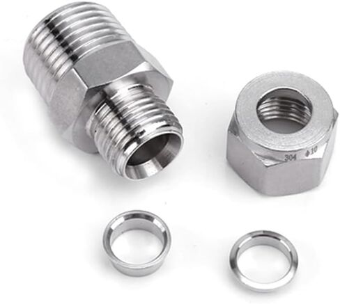 304 Stainless Steel Compression Fitting 1/4" Tube OD x M10*1 Metric Male Thread Coupler Straight Adapter Connect with Double Ferrules Pack of 2 in Saudi Arabia