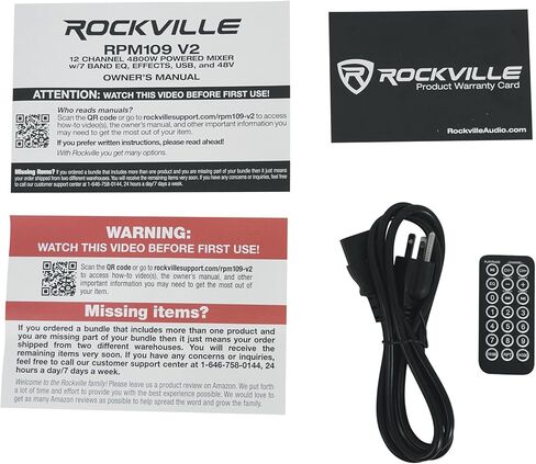 خلاط Rockville RPM109 V2 مزود بـ 12 قناة، ذروة 4800 وات/600 وات RMS x2 @4Ω، تشغيل وتسجيل بلوتوث/USB/SD، 24 مؤثرًا رقميًا، 3 نطاقات EQ لكل قناة، 7 نطاقات ستيريو EQ، للصوت المباشر والاستوديو in Saudi Arabia