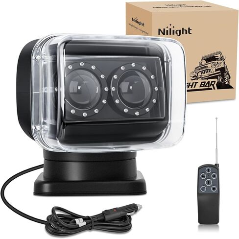 Nilight Magnetic Marine Boat Light Remote Control LED Spotlight 60W 5000LM 12V-24V 360° Rotating for Yachts Truck SUV UTV Tractors Offroad Hunting Search in Saudi Arabia
