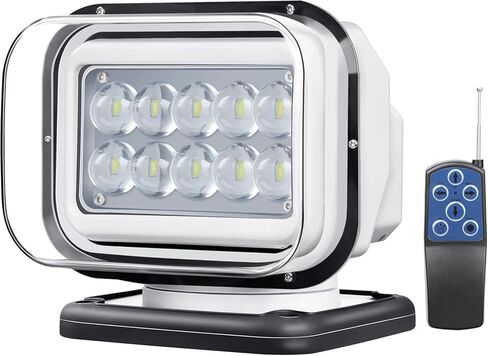 Remote Control Search Light for Truck, 7 Inch LED 50W 5000lm 6000K LED Spotlight Hunting Boat Searching 360 Rotating Back Up Off Road Spot Light 12V 24V, 6 Magnets Built-in in Saudi Arabia