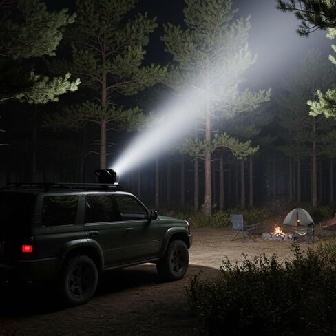 مصباح كشاف LED من Niceky للشاحنة، ضوء بحث LED عن بعد، إعادة تعيين تلقائي 360 درجة دوارة للقارب للصيد البحري على الطرق الوعرة بيك أب SUV UTV Go في الهواء الطلق، 6 مغناطيسات قوية 50 وات 5000 لومن 12 فولت 24 فولت (أسود) in Saudi Arabia