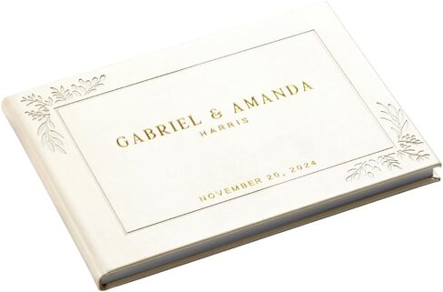 Promot Personalized Wedding Guest Book - Elegant Hardcover Guestbook for Wedding Reception, Bridal and Baby Shower, Birthday, Wedding Books Guests to Sign, Custom Embossed Text with Gold Metallic Foil in Saudi Arabia
