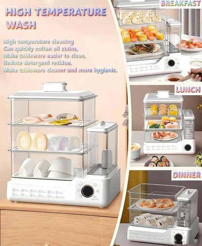 24L Electric Food Steamer 3 Tier Stainless Steel Commercial Steamer, Large Capacity Breakfast Machine with Detachable Water Tank and Timer, for Home Restaurant Party White in Saudi Arabia